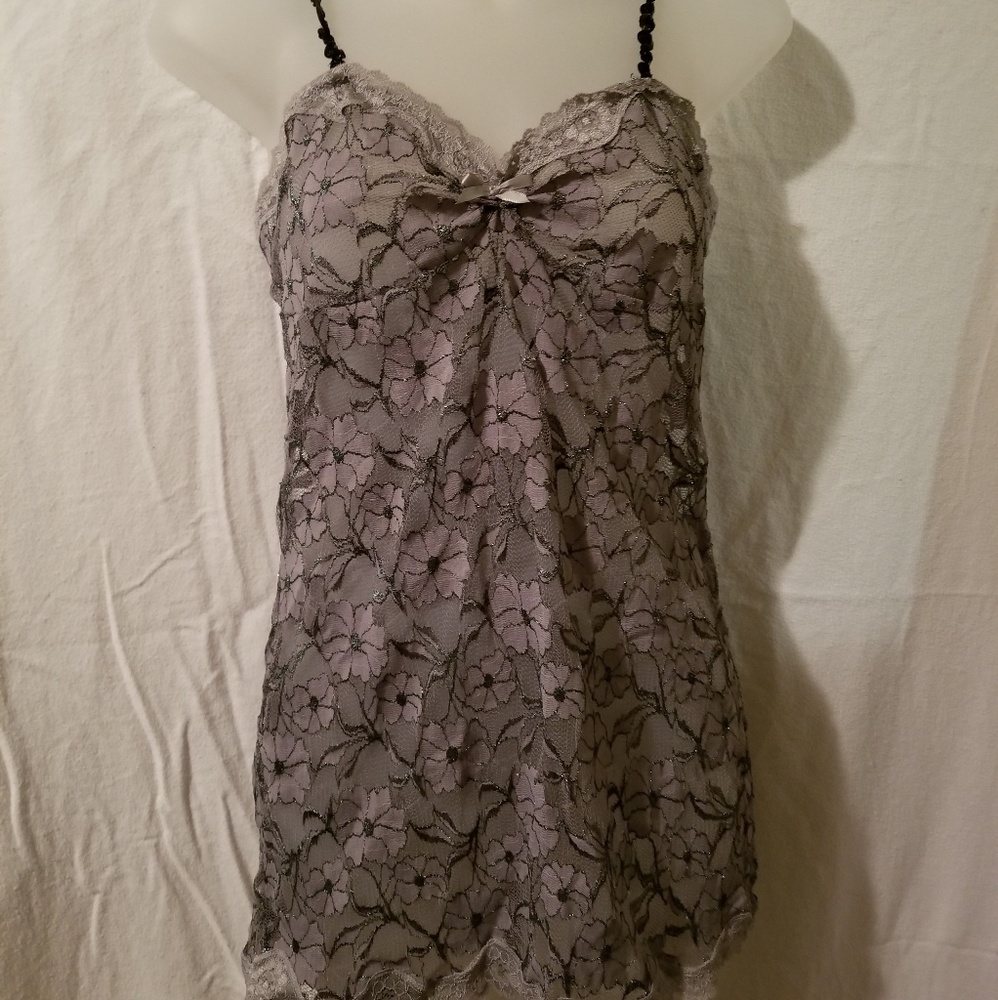 Gray lace tank
